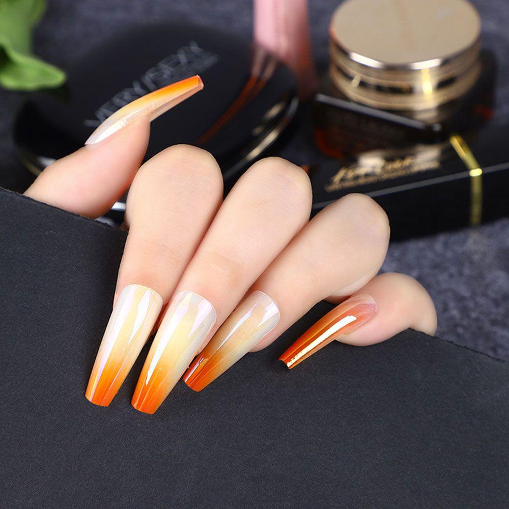 Set 24 Móng Tay Giả Múa Ba Lê Bằng Acrylic Màu Sắc Gradient