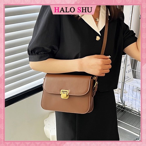Túi xách nữ đeo chéo dây da dáng hộp đơn giản phù hợp đi chơi HaLo Shu mã DD001