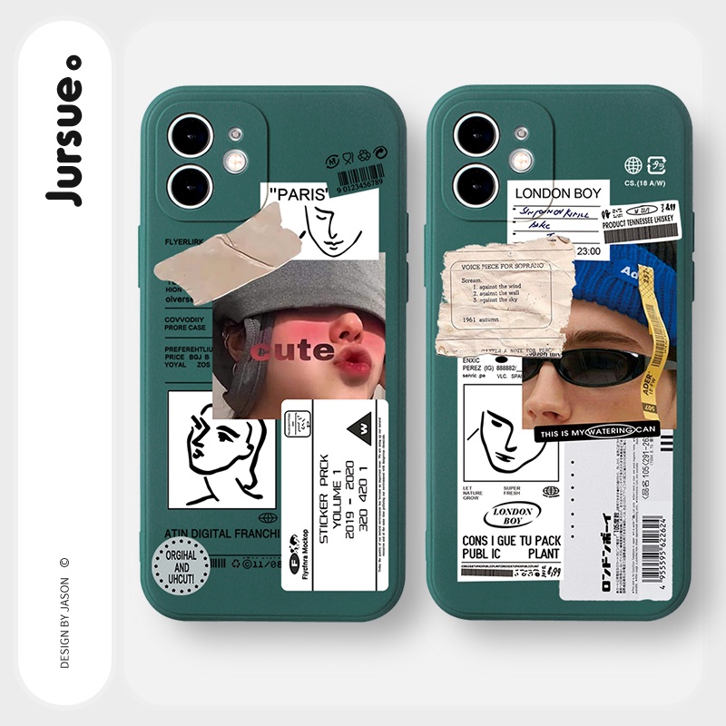 Ốp lưng JURSUE mềm hình cặp đôi dễ thương đẹp cho iPhone 13 12 11 Pro Max SE 2020 X XR XS ip 8 7 6 6S Plus kute Y230