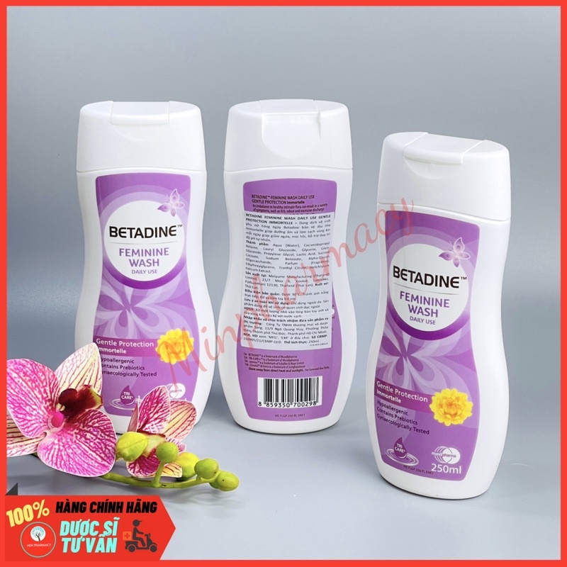 Dung dịch vệ sinh phụ nữ BETADINE Gentle protection màu tím chăm sóc dịu nhẹ Feminine wash - Minpharma