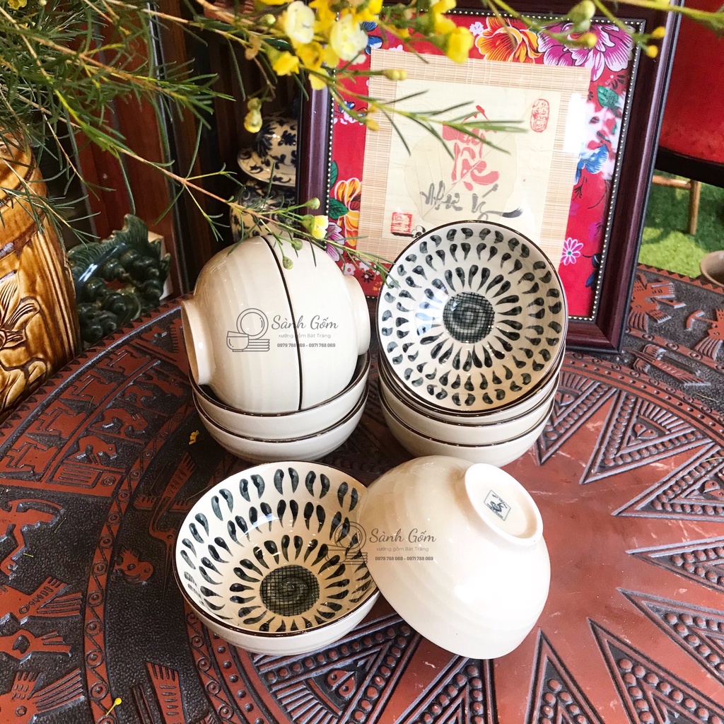 SET 10 BÁT CƠM BÁT TRÀNG - VẼ TAY
