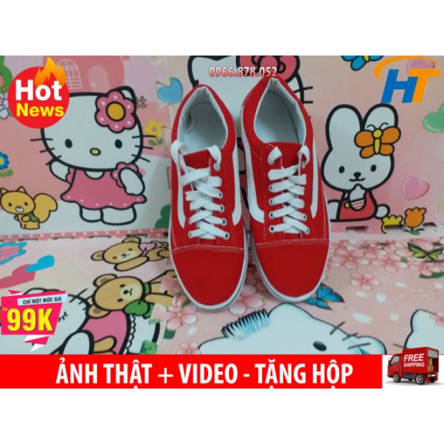 ⚡[freeship đơn hàng từ 99k] Giày thể thao vans đỏ tươi Nam Nữ