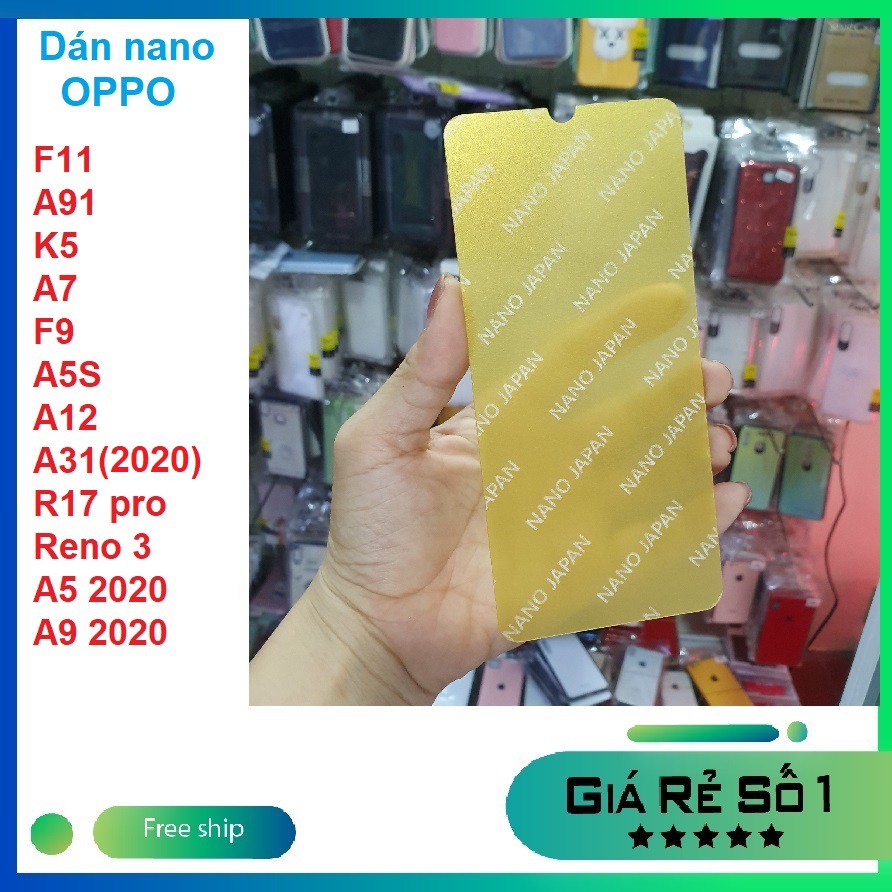 Dán cường lực dẻo nano siêu bền cho OPPO A57 4G F11 F9 A5S A12 A7 A91 Reno 3/ K5 A31 2020/ R17 pro/ A5 (2020)/ A9 (2020)