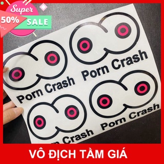 HCM- DDXM - TEM DÁN CHỮ P.O.R.N C.R.A.S.H NỀN TRONG SUỐT DÁN TRANG TRÍ XE MÁY, LAPTOP, ĐIỆN THOẠI,...