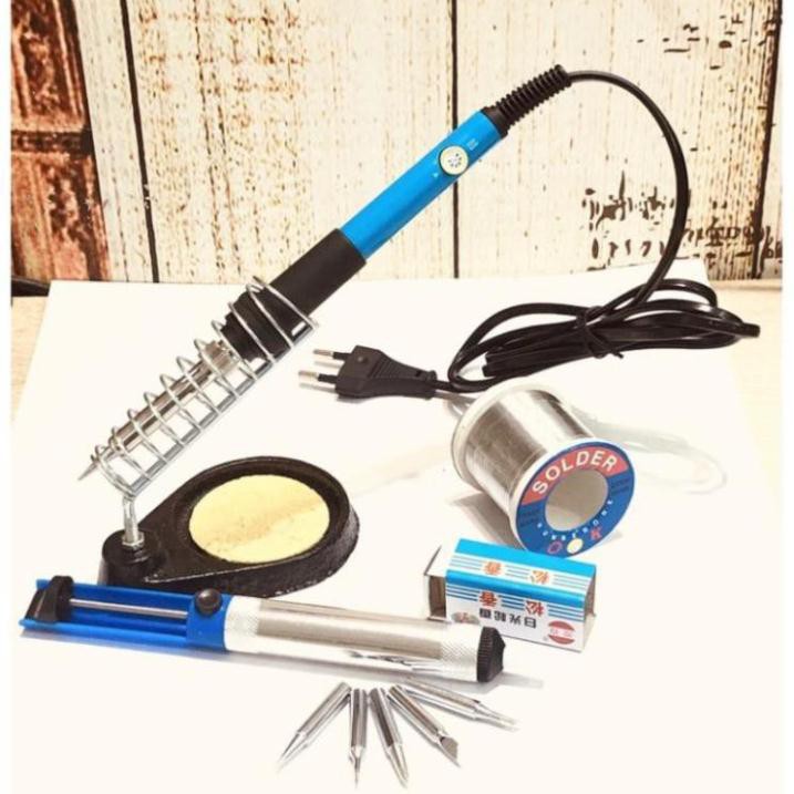 Mỏ hàn điều chỉnh nhiệt độ 936 công suất 60W - Thiếc hàn solder 100G - Kệ hàn mini