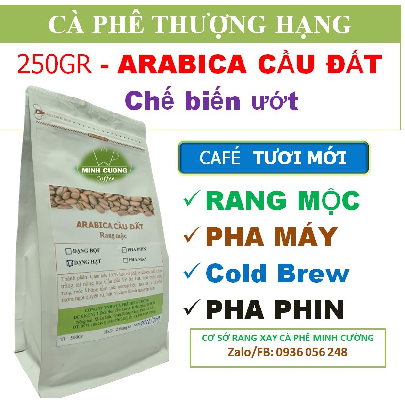 250Gr Arabica Cầu Đất rang mộc – cafe Arabica Thượng Hạng