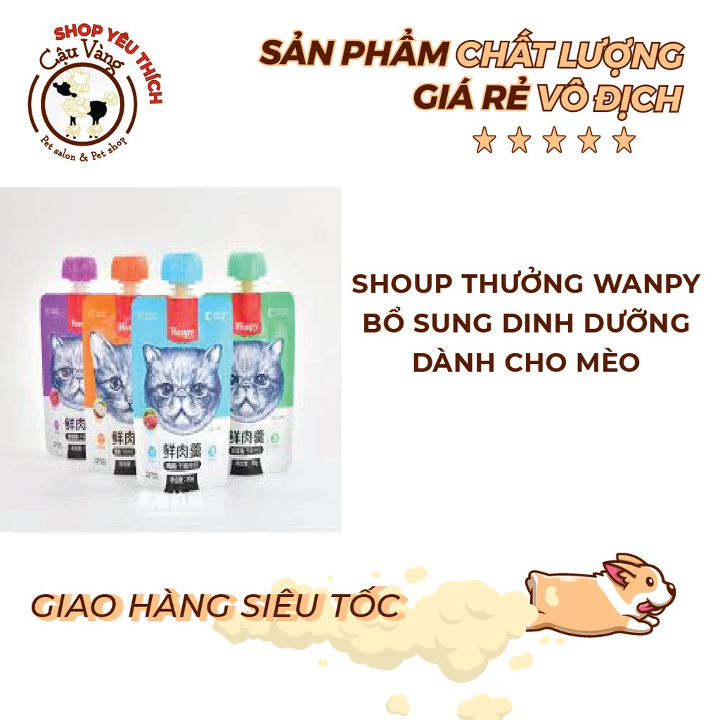 Súp thưởng cho mèo Wanpy 90g nắp vặn tiện lợi