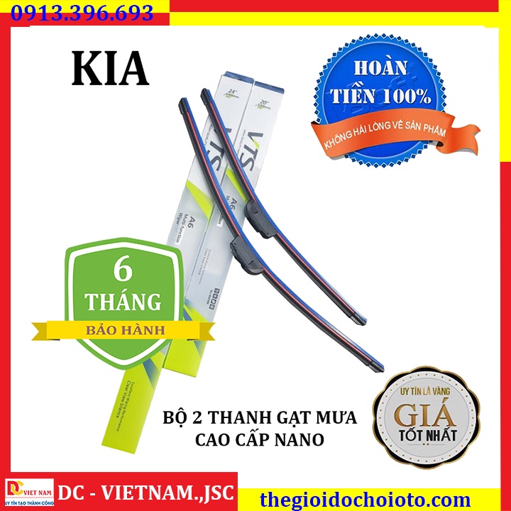 [bh 1 năm] Bộ 2 thanh gạt nước mưa ô tô Nano xương mềm Nano cao cấp dành cho hãng xe Kia: Morning-K3-Cerato-Forte-Carens