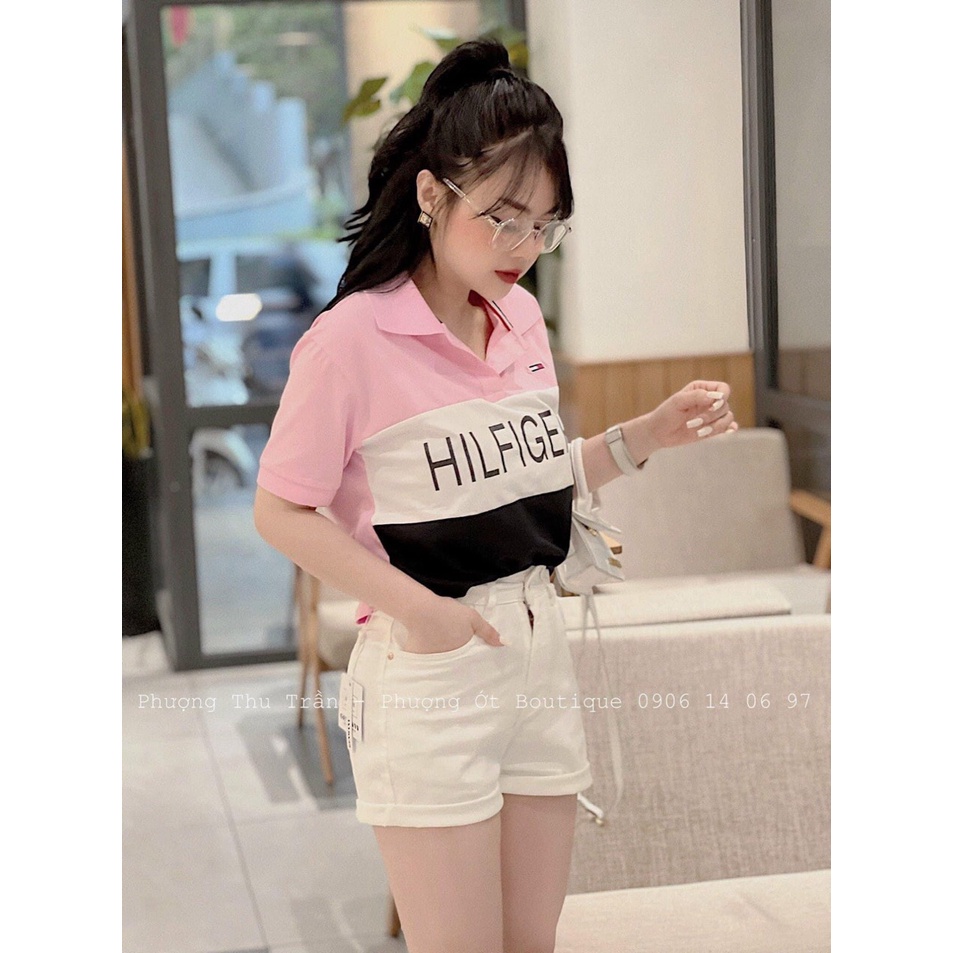 [ảnh thật-sẵn] Áo polo chữ phối logo thêu đáp nổi