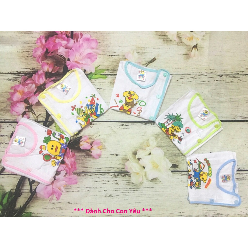 Áo bác sỹ trắng cộc viền màu cúc lệch cho bé trai bé gái