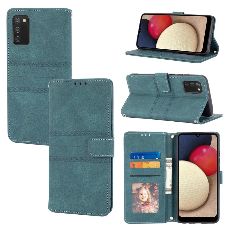 Bao da điện thoại nắp lật kiêm giá đỡ cho Samsung Galaxy A03s A12 A13 A22 A32 A52 5G 4G
