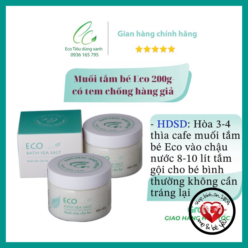 MUỐI TẮM BÉ Eco 200G - Muối tắm bé sinh dược- Muối tắm Eco hết rôm sảy mề đay -  Muối tắm bé thảo dược hết dị ứng