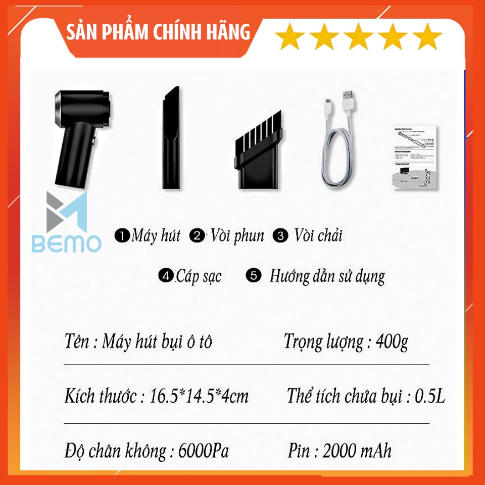 [HÀNG CHUẨN] Máy Hút Bụi Cực Mạnh, Máy Hút Bụi Mini Cầm Tay Không Dây, Hút Bụi Giường Nệm, Ôtô Siêu Sạch