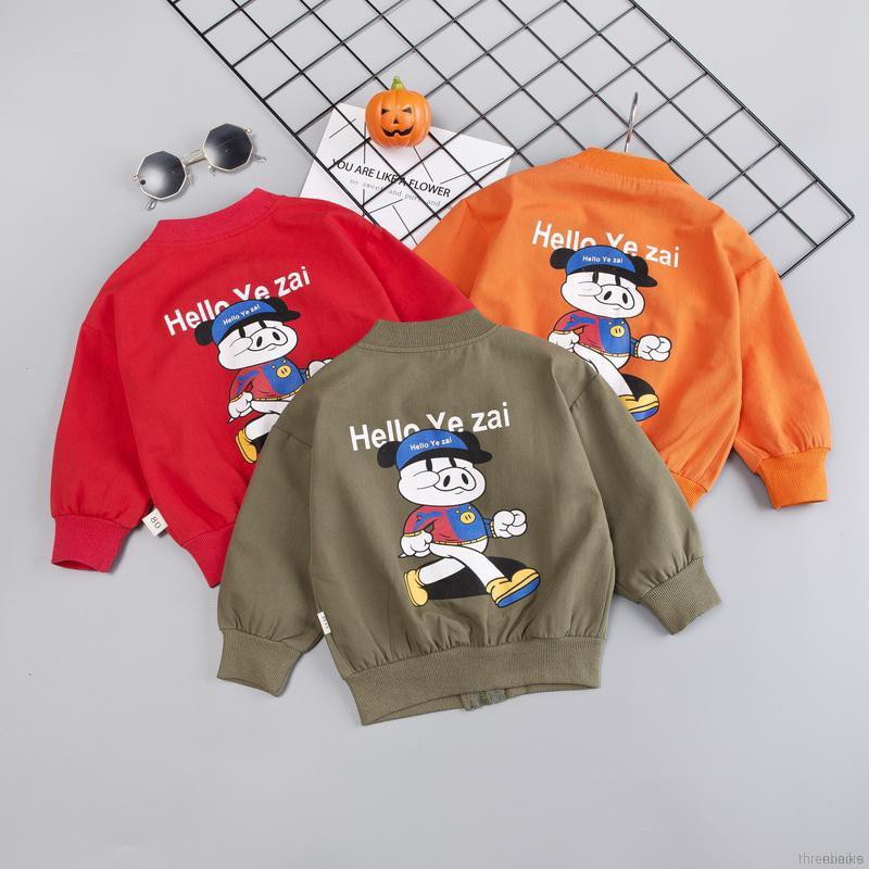 ruiaike  Baby Boy Girl Outerwear Cartoon Print Casual Zipper Sweatshirt Kids Pilot Baseball Jacket