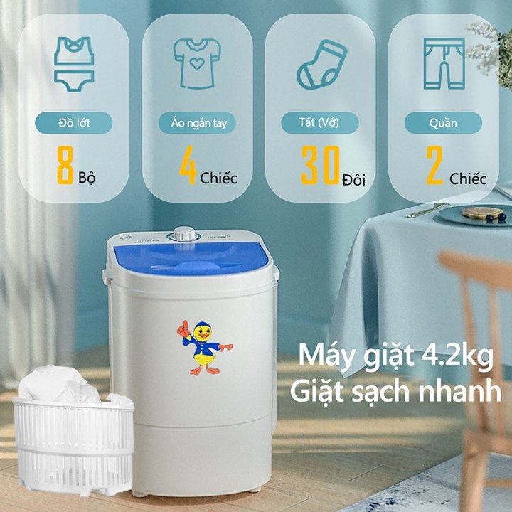 Máy giặt mini giặt đồ cho bé, quần áo trắng giày dép đồ nhỏ đa năng