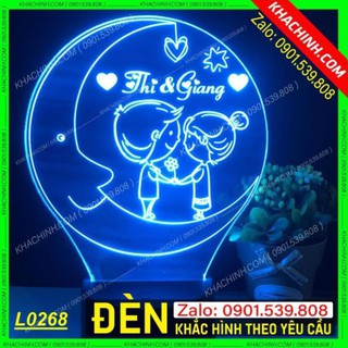 Đèn ngủ khắc hình cặp đôi tình yêu - quà tặng sinh nhật độc đáo Mẫu L0268-L có Remote thay đổi 16 màu