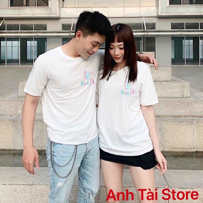 Áo thun tay lỡ phản quang phông Unisex nam nữ Cotton oversize đến 75Kg form rộng hình gấu Love & Peace AG 119 | BigBuy360 - bigbuy360.vn