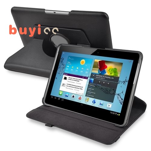 Bao da máy tính bảng màu đen đồng bộ xoay 360 độ cho Samsung Galaxy Tab 2 P5100/P5 10.1-Inch