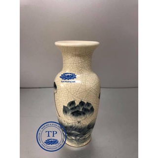 Lọ hoa thờ bằng sứ men rạn vẽ sen kh18179- đồ thờ tịnh phương