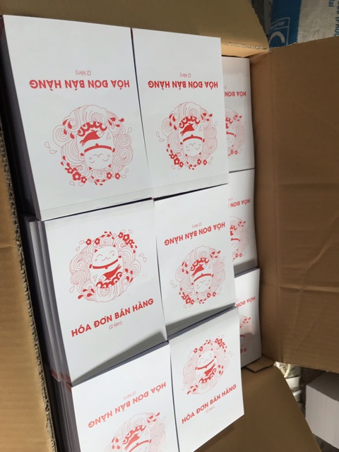 Hóa đơn bán hàng mèo thần tài 1liên, 2liên khổ a6