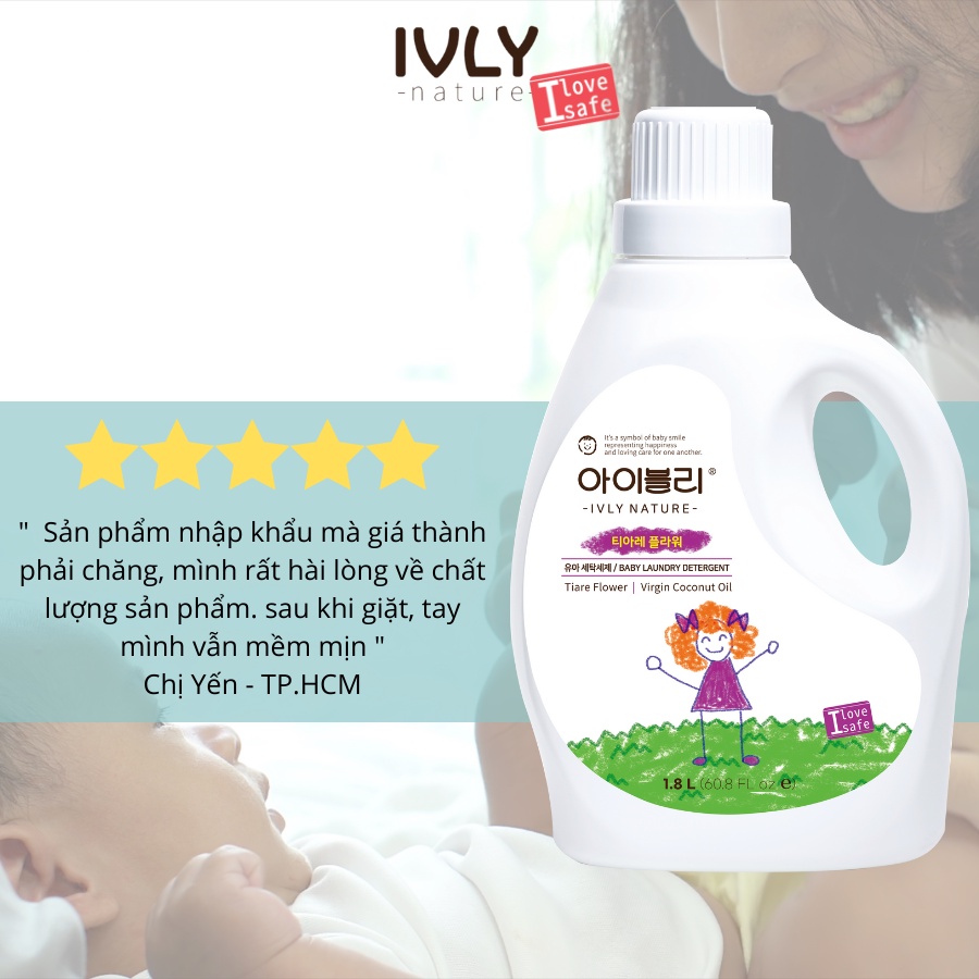 Nước giặt quần áo hữu cơ IVLY NATURE hương hoa Tiare dung tích 1800ml nhập khẩu Hàn Quốc ivly005