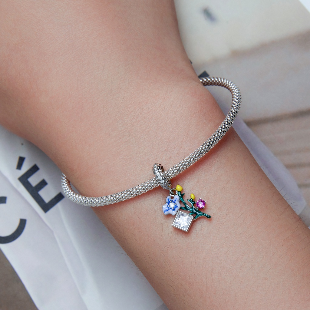 BAMOER Mặt Dây Chuyền Bạc 925 Hình Hoa Thời Trang Cho Nữ