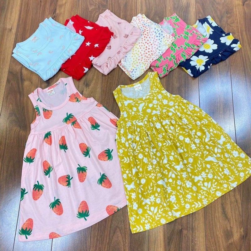 (Size 6-26kg) Váy/ Đầm CHẤT THUN COTTON bé gái (3 kiểu:cộc tay, cánh tiên,ba lỗ) (Hàng LOẠI 1) (CÁC MẪU MỚI VỀ LIÊN TỤC)