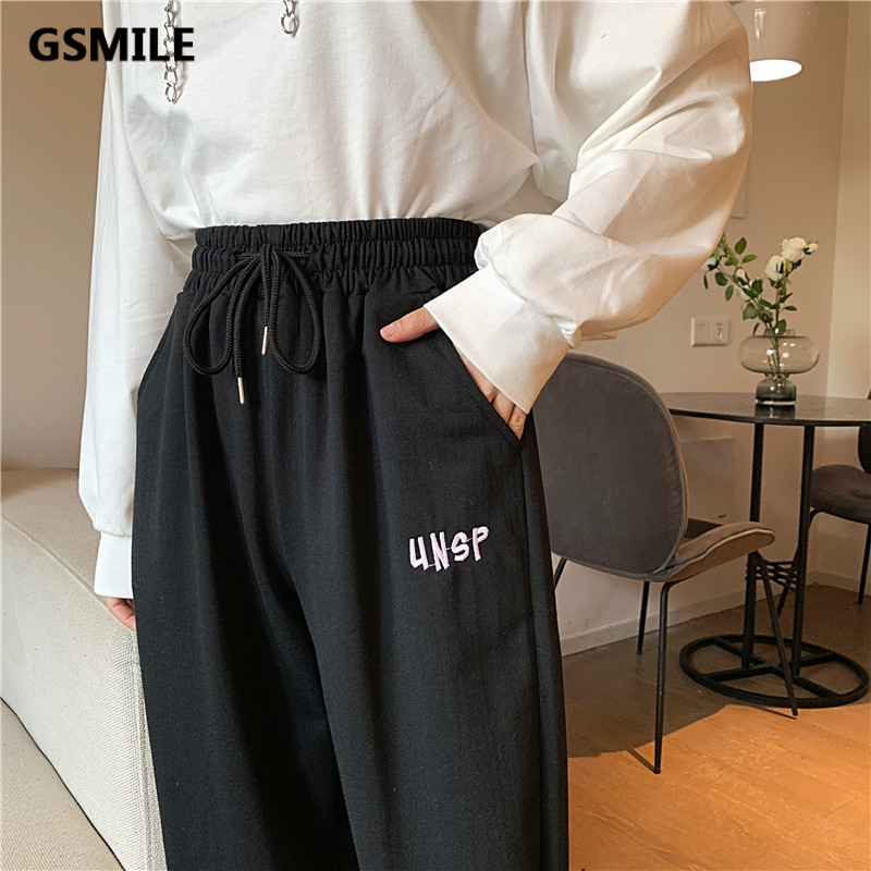 Quần Jogger Thể Thao Cotton Lưng Cao Ống Rộng Màu Sắc Đơn Giản Size S-4xl Cho Nữ | BigBuy360 - bigbuy360.vn
