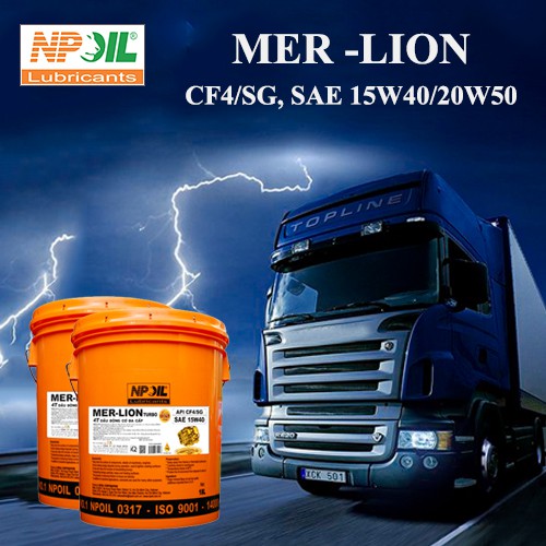 Dầu động cơ cao cấp MER-LION 15W40/20W50 xô/can 18L chuyên dành cho xe tải, tàu thuyền