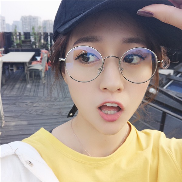 Glasses Round Metal Frame Men Transparent Lens Vintage