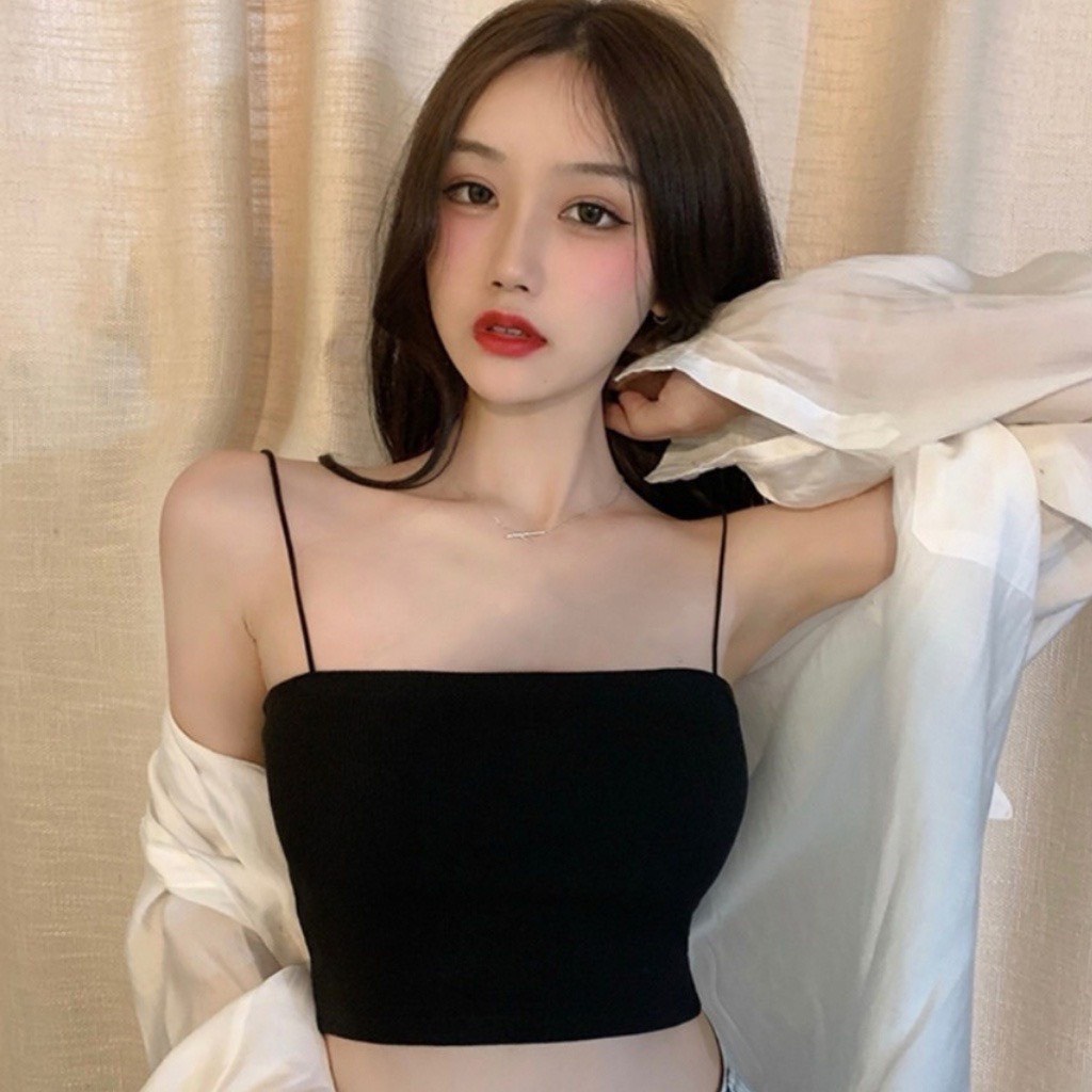 Áo 2 dây sợi bún 100% cotton, áo croptop ôm mặc trong siêu mát thời trang SOMINO