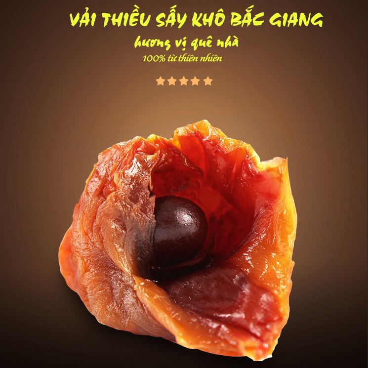 Vải thiều Bắc Giang sấy khô Vinafruits (túi 500g) Đồ ăn vặt, Món ăn đến từ quê hương