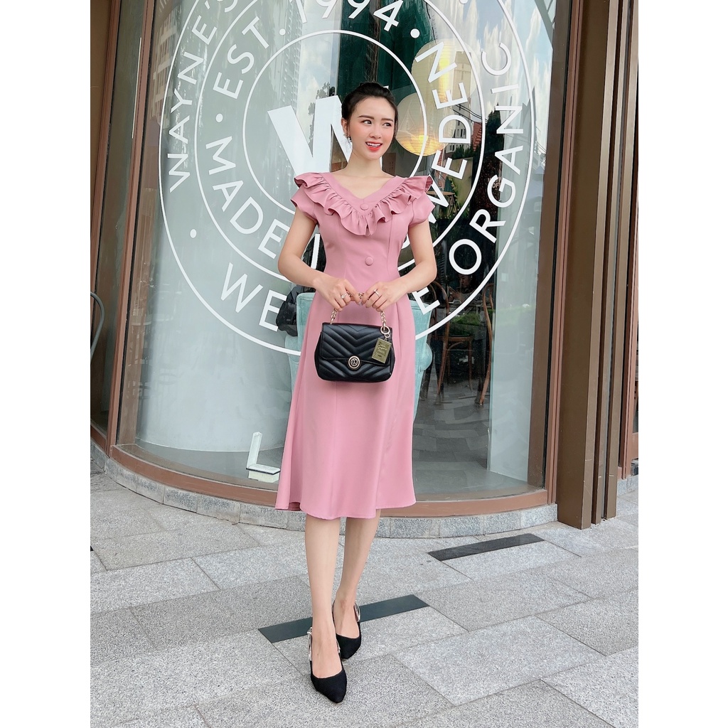 Đầm 8 mảnh phối bèo cổ dễ thương-D029
