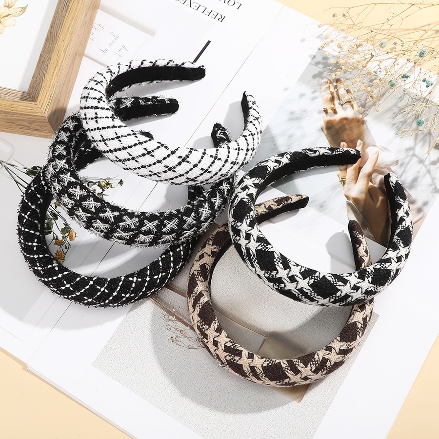 Băng đô xốp bản rộng họa tiết kẻ sọc phong cách retro Hàn Quốc cho nữ