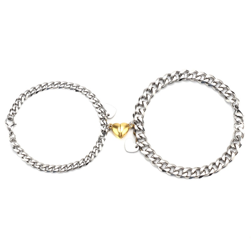 Vòng Tay Nam Châm Bằng Thép Titan Không Gỉ Hình Trái Tim Cho Cặp Đôi