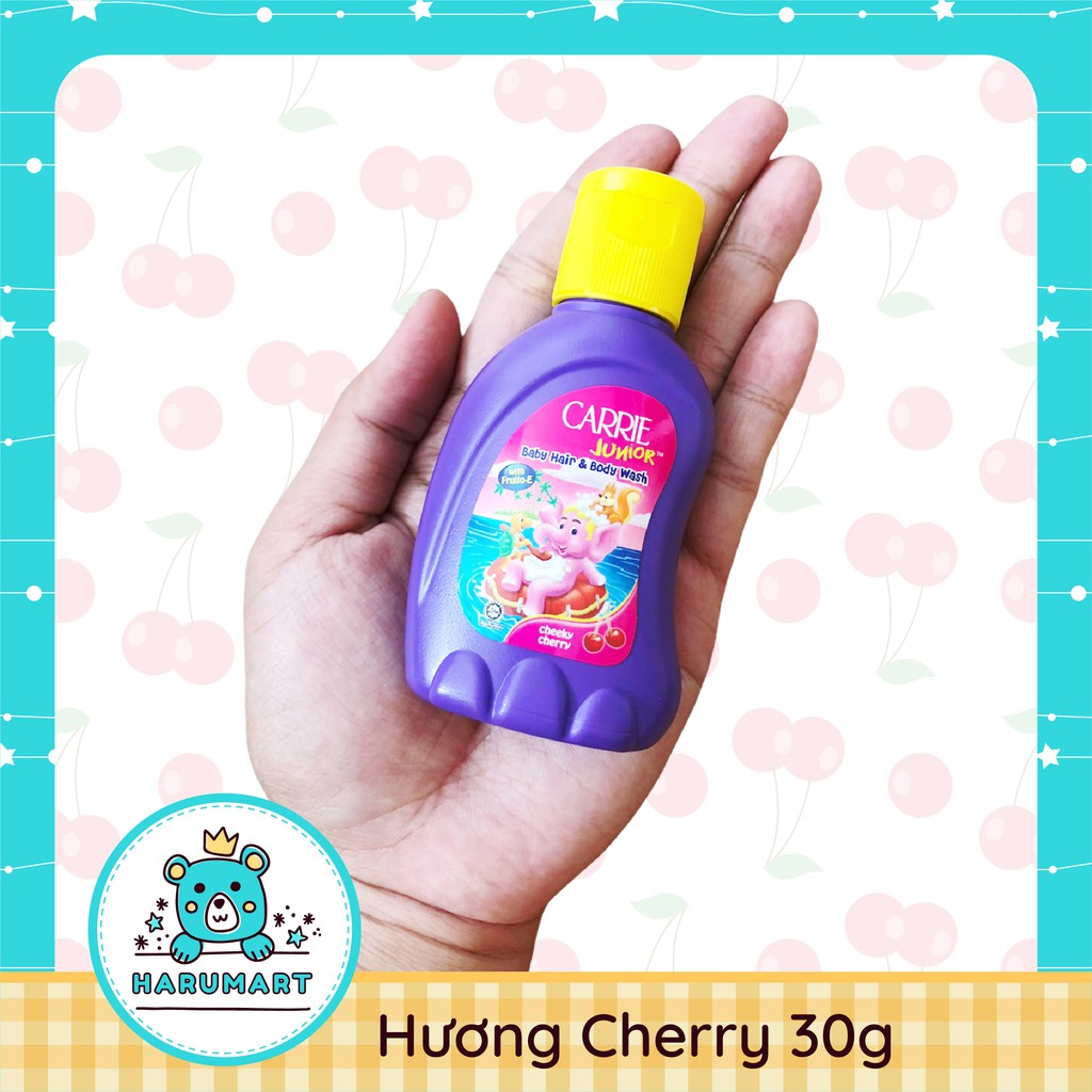 Sữa tắm gội Carrie Junior hương Cherry chai nhỏ 30g