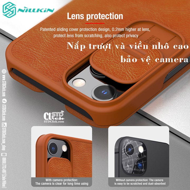 BAO DA IPHONE 13 NILLKIN QIN BẢO VỆ CAMERA CHÍNH HÃNG
