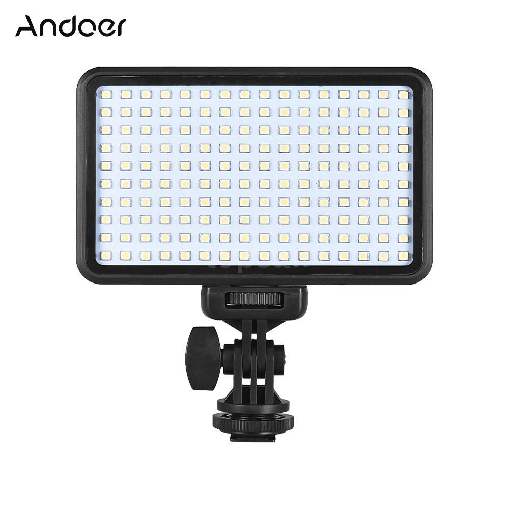 Andoer PAD160 LED Video Light 6000K Dimmable Fill Light Continuous Light Panel 12W CRI90+ with Camera Mount and CT Filte