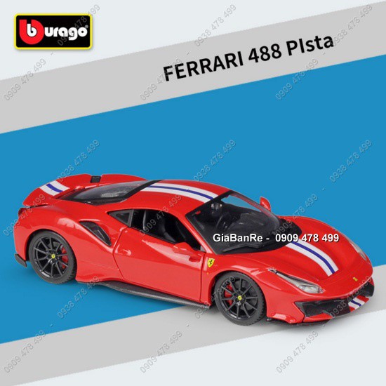Xe Mô Hình Kim Loại Ferrari 488 Pista Tỉ Lệ 1:24- Bburago - Đỏ - 8131 1