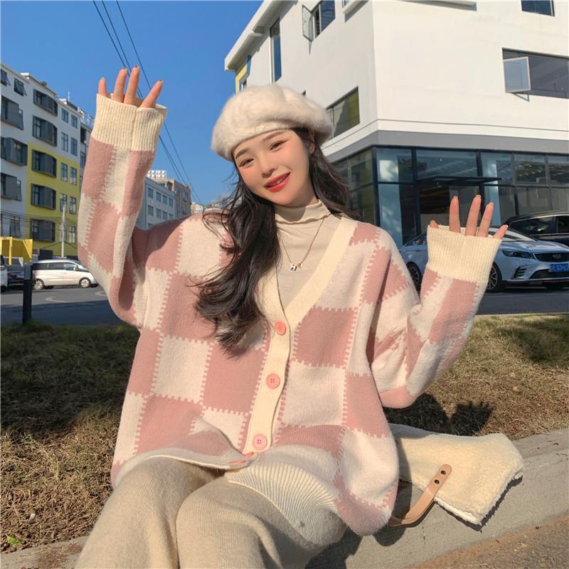 Áo Sweater Cổ Chữ V Dáng Rộng Xinh Xắn Dành Cho Nữ