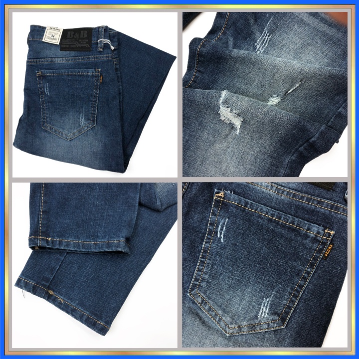 Quần Jean Nam chất bò rách gối Hàn Quốc cao cấp đẹp co giãn tốt QJ-565 | BigBuy360 - bigbuy360.vn