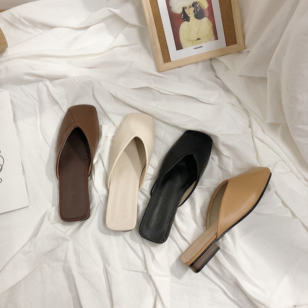 Giày Búp Bê Mũi Vuông Màu Sắc Nhã Nhặn Thanh Lịch Cho Nữ