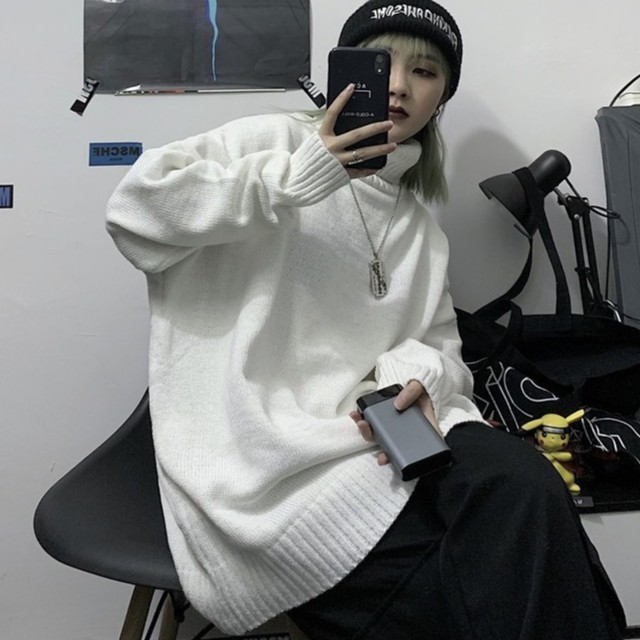 áo len nữ sweater unisex form rộng Áo sweater nữ form rộng cổ cao dài thời trang ulzzang hàn quốc đi chơi đi học hàn quố