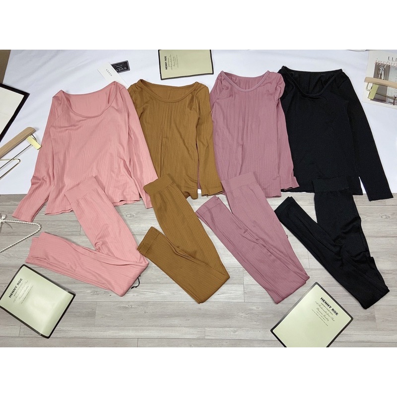 Bộ giữ nhiệt henny roe Bộ len tăm Bộ ngủ Áo giữ nhiệt