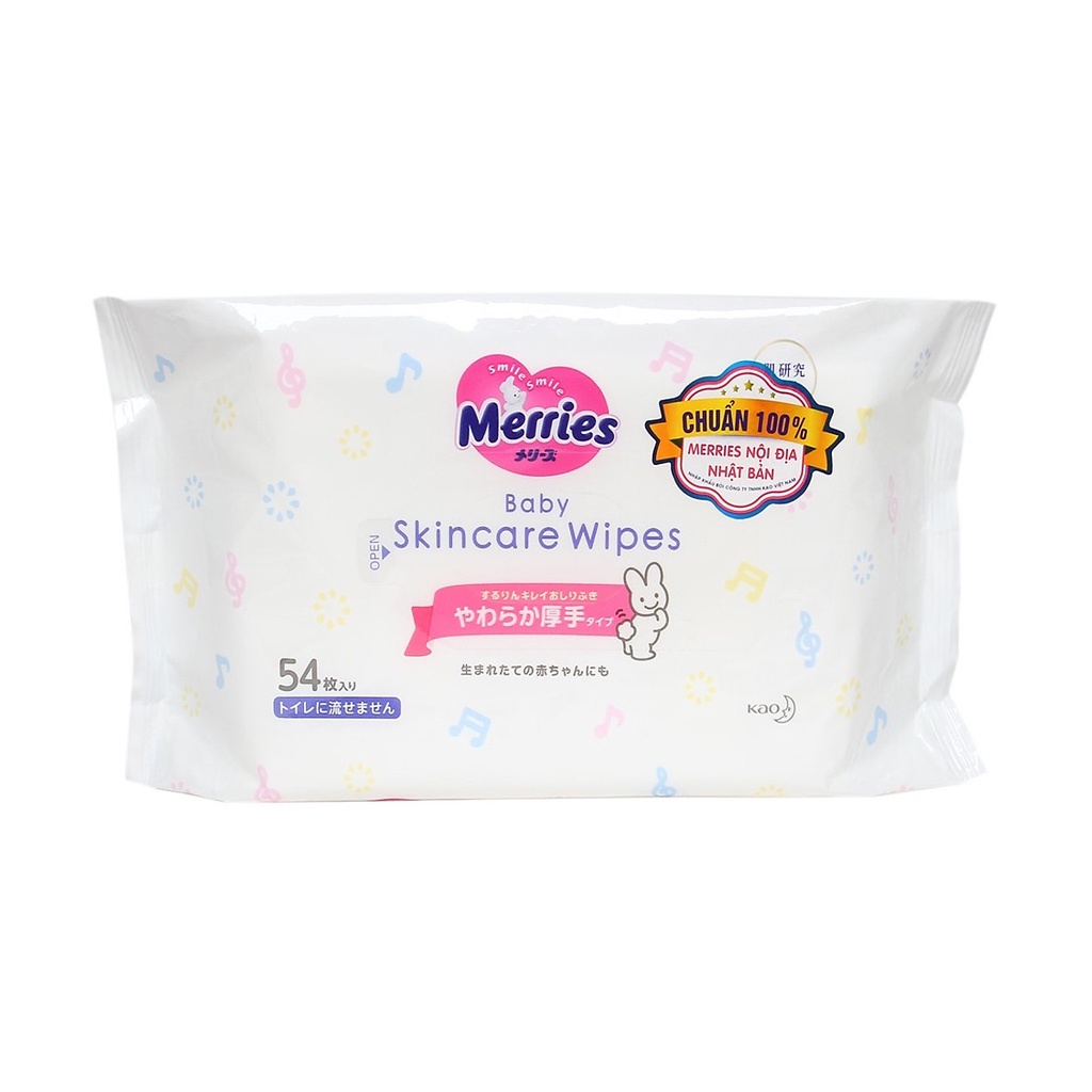 Khăn giấy ướt Merries Baby Skincare Wipes Nhật Bản (gói 54 tờ)