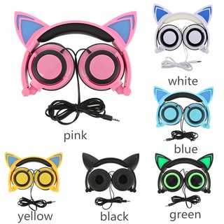 ♪headset♪ Tai nghe chụp tai hình tai mèo có đèn LED & dây jack