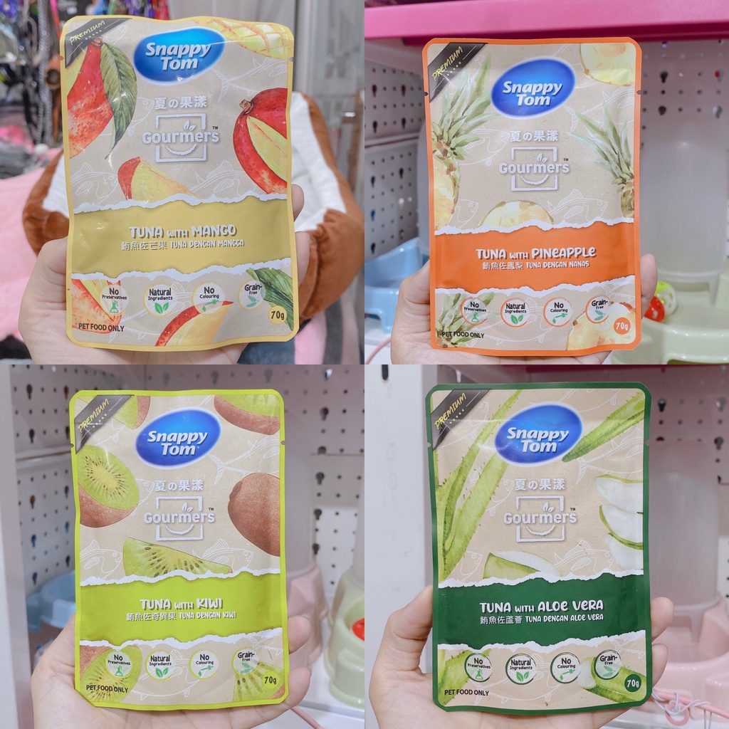 pate cho mèo vị trái cây Snappy Tom bịch 70 gr đủ vị
