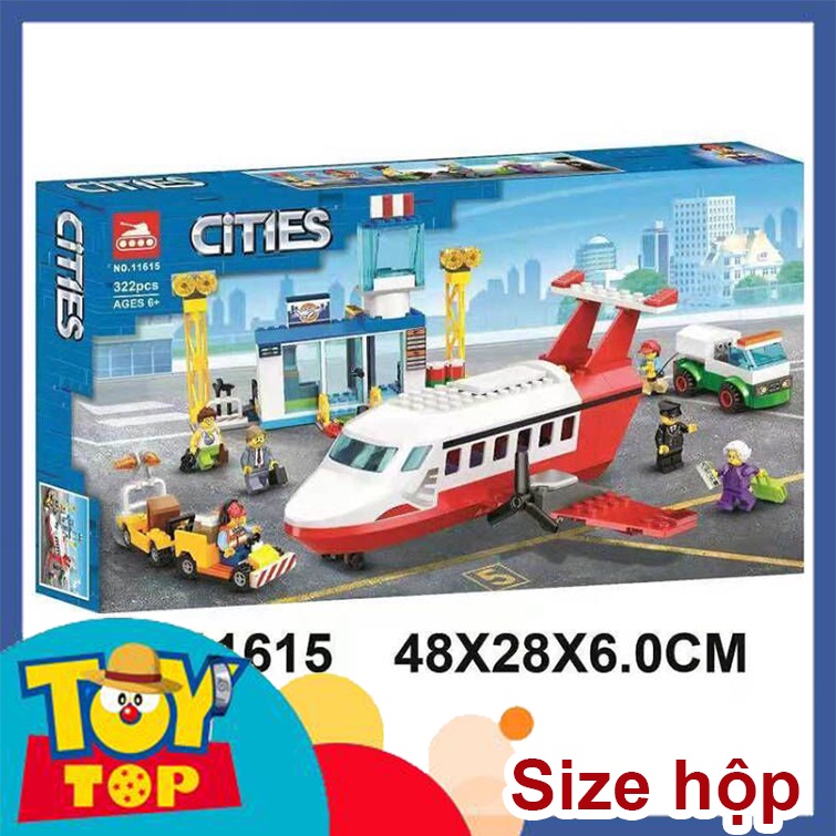 Đồ chơi lắp ráp city máy bay ở sân bãi chở khách tư nhân thành phố xếp hình Tank 11615 mô phỏng 60261 có 322 mảnh