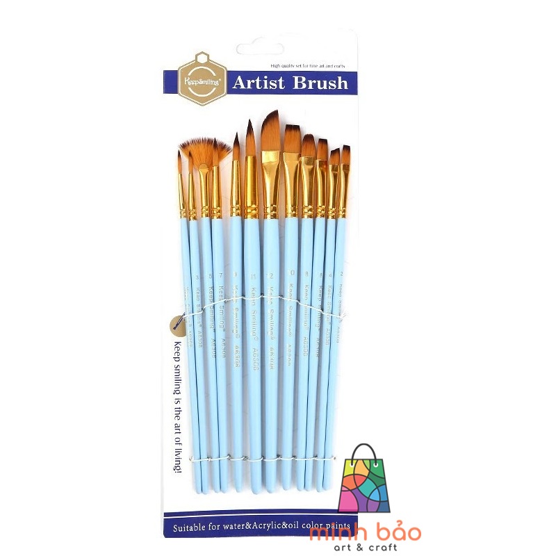 BỘ 12 CÂY CỌ VẼ PASTEL KEEP SMILLING A6308 THÂN HỒNG / XANH / ĐEN