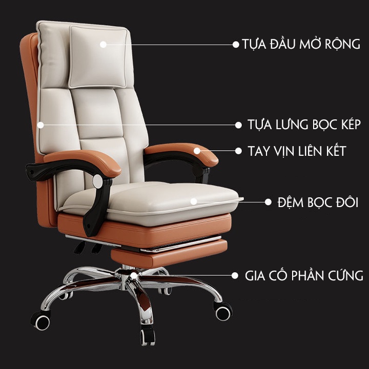 Ghế Làm Việc Văn Phòng Cho Giám Đốc Cao Cấp Bằng Da Nệm Cao Su Có Gác Chân Omega M102, Ghế Lãnh Đạo, Ghế Chủ Tịch